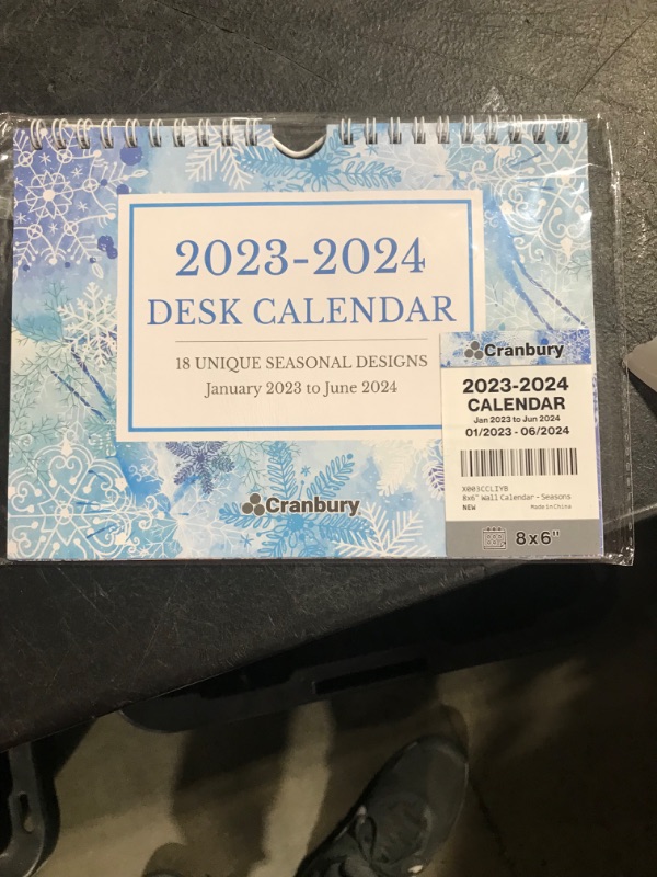 Photo 2 of CRANBURY Mini Wall Calendar 2023 2024 - (8x6, Seasons) Use to June 2024, Small Wall Calendar for Locker, Fridge or Bulletin Board, Includes Stickers
