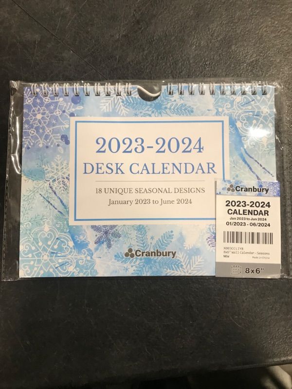 Photo 2 of CRANBURY Mini Wall Calendar 2023 2024 - (8x6, Seasons) Use to June 2024, Small Wall Calendar for Locker, Fridge or Bulletin Board, Includes Stickers
