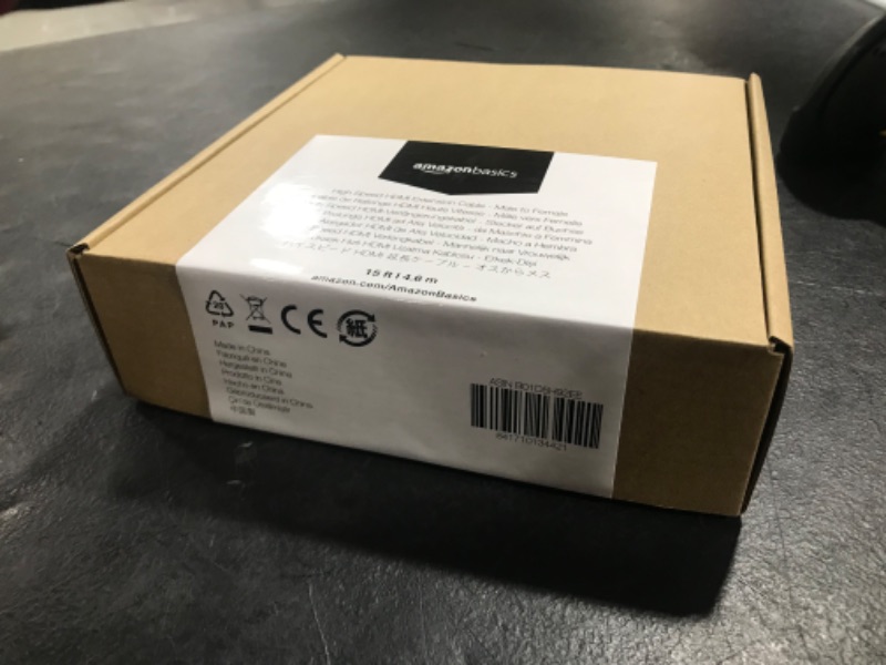 Photo 1 of Amazon Basics High-Speed Male to Female HDMI Extension Cable - 15 Feet 15-Feet 1-Pack Cable