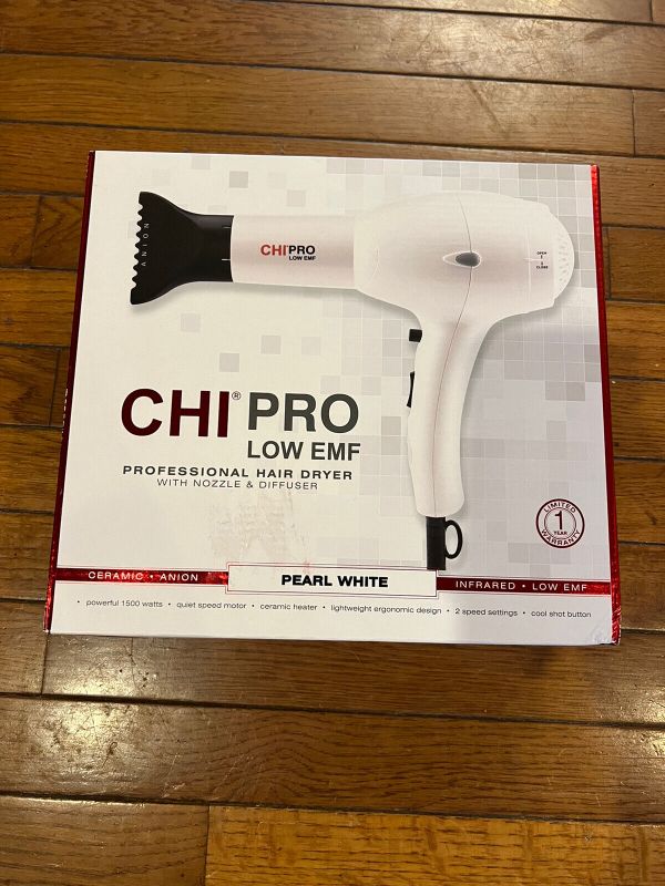 Photo 1 of CHI Pearl White Ceramic Pro Hair Dryer W/ Diffuser & Concentrator 1500W Low EMF
