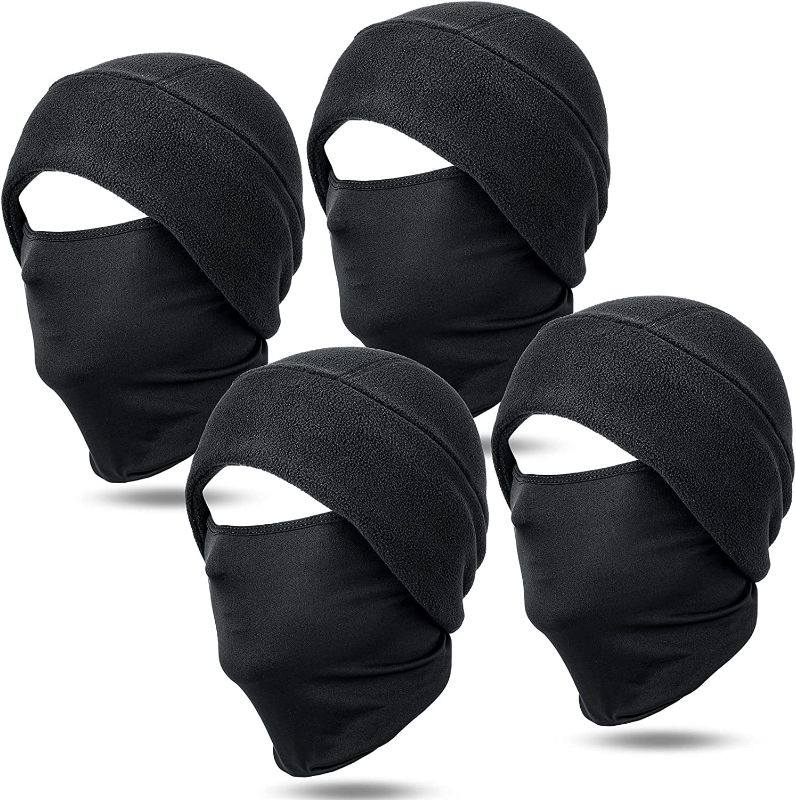 Photo 1 of Coume 4 Pcs Winter Face Mask for Men Balaclava Face Mask Women Full Face Mask Helmet Liner Beanie with Mask for Cycling Running Skiing Outdoor Sports Black() 