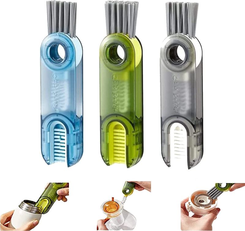 Photo 1 of 3Pcs 3 in 1 Multipurpose Bottle Gap Cleaner Brush, Mini Multi-Functional Insulation Cup Crevice Cleaning Tools, Washing Tool for Kitchen, Bottle Cup-Holder Cleaner for Water Bottle Nursing Bottle Cup
