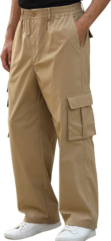 Photo 1 of Aoysky Men's Loose Fit Work Pants Casual Elastic Waist Tactical Hiking Trousers