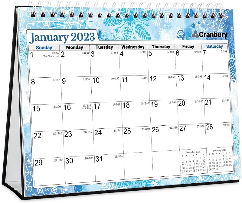 Photo 1 of 2pk - CRANBURY Small Desk Calendar 2023 2024 - (8x6", Seasons), Use to June 2024, Standing Desk Calendar, Colorful Monthly Designs, Stand Up Calendar 2023-24, Stickers for Calendars 