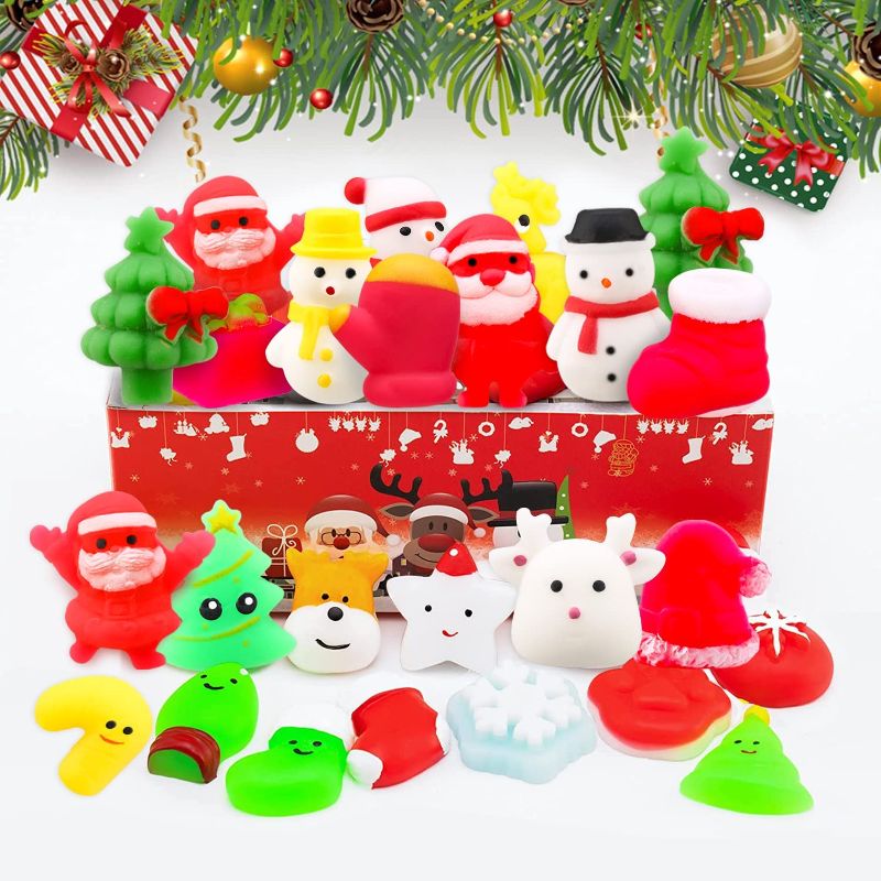 Photo 2 of ??24pcs Christmas Mochi Squishy Toys for Kids, Christmas Squishies Christmas Fidget Toys for Girls Adults Birthday Party Favors Christmas Stocking Stuffers Goodie Bags Fillers Treasure Box Toys 