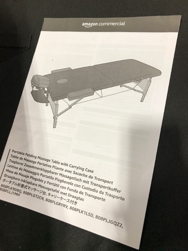 Photo 1 of AmazonCommercial Portable Folding Massage Table with Carrying Case - Black