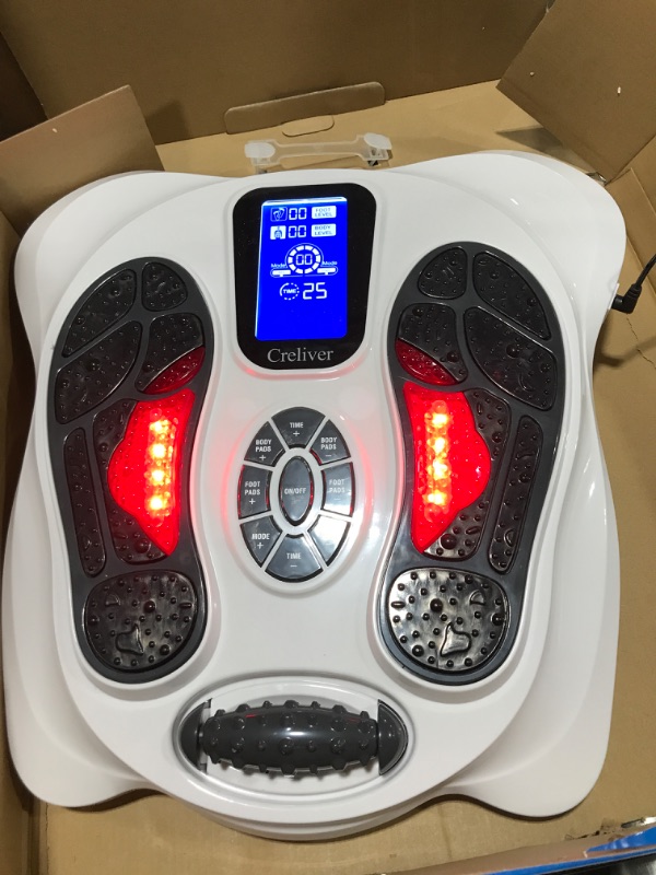 Photo 5 of Foot Stimulator (FSA HSA Eligible) with EMS TENS for Pain Relief and Circulation, Electric Feet Legs Massagers Machine for Neuropathy and Plantar Fasciitis, Nerve Muscle Stimulator with Electrode Pads White