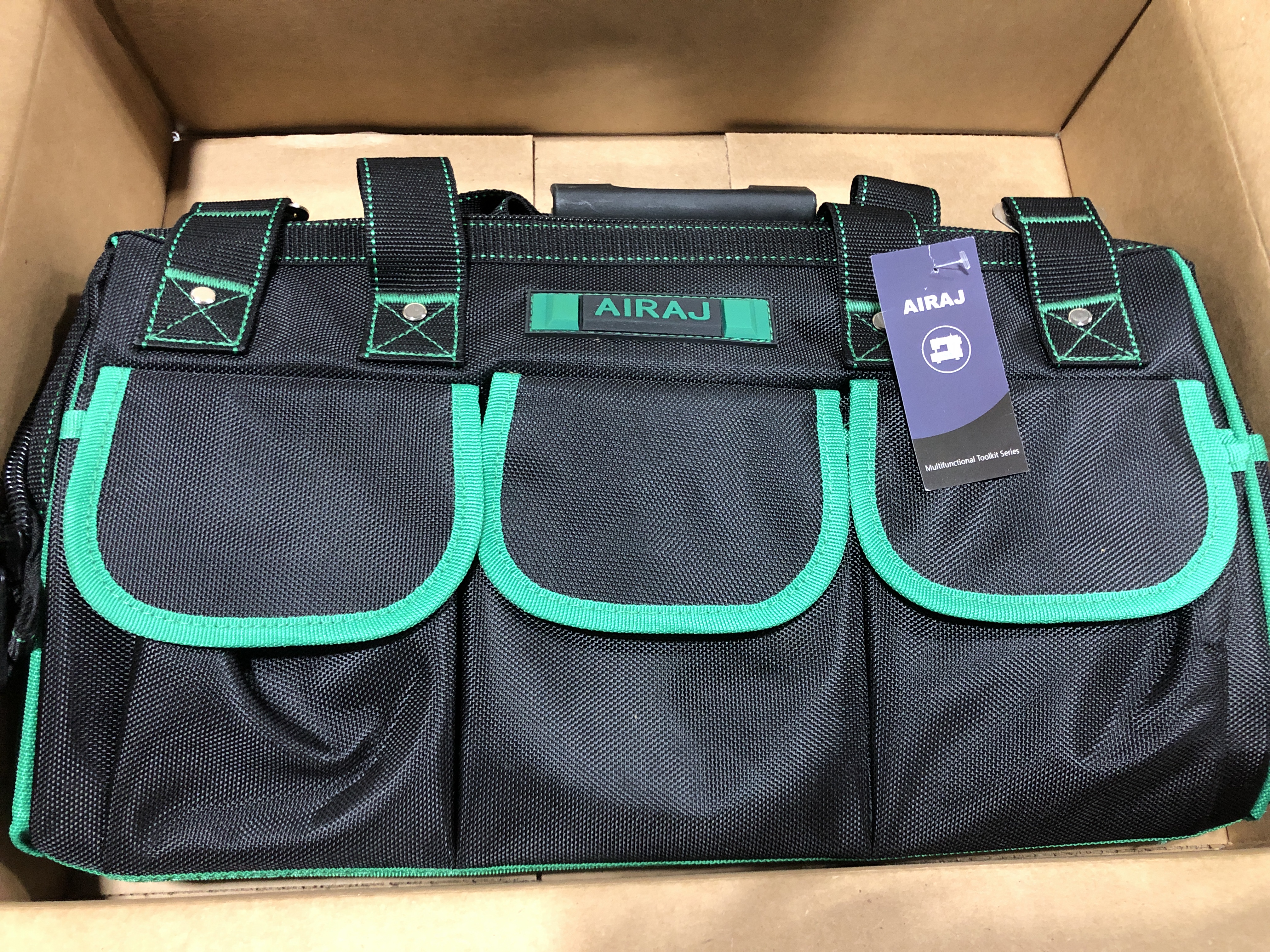 Photo 2 of AIRAJ Tool Bag for Men Heavy Duty,Tool Storage Bag With Waterproof Molded Base,Canvas Tool Bag with Adjustable Shoulder Strap.
