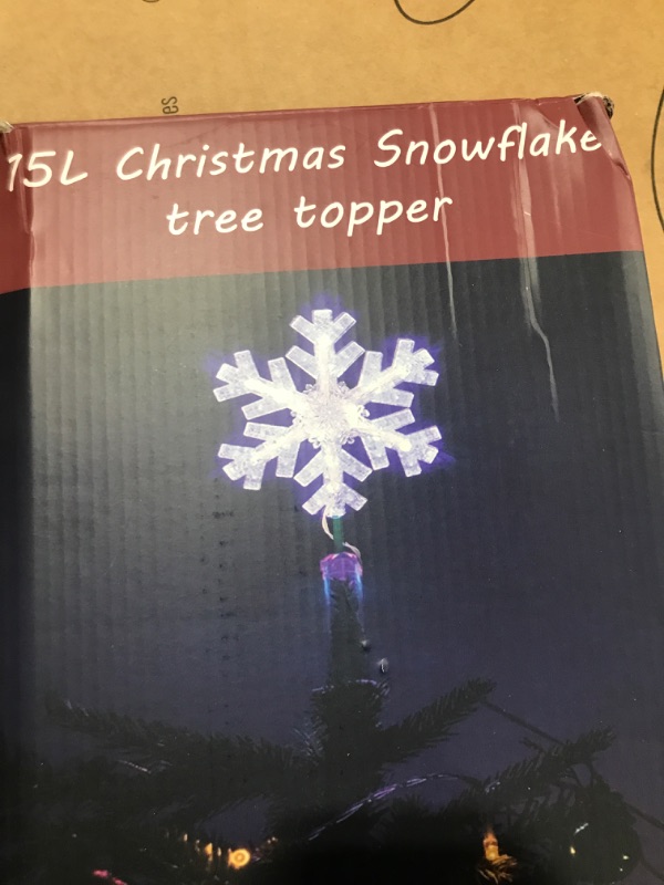 Photo 1 of 15 Light Snowflake Tree Topper Silver Clear Lights 120V Christmas
