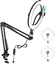 Photo 1 of Webcam Suspension Scissor Stand with Ring Light & Phone Clip for Live Stream,Makeup,Adjustable 1/4 Interface for Logitech Webcam C922 C930e C930 C920 C615, and Phone https://a.co/d/cM1F3yU