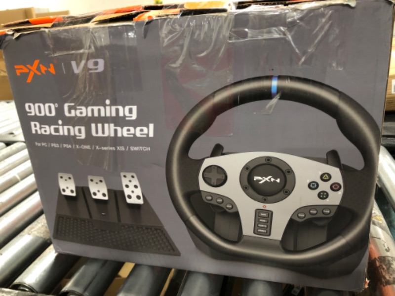 Photo 3 of PXN V9 PC Steering Wheel 270/900°gaming Steering Wheel Dual-Motor Feedback Driving with Pedals and Shifter game racing wheel for Xbox one/Xbox Series X/S PS3/PS4/N-Switch/PC
