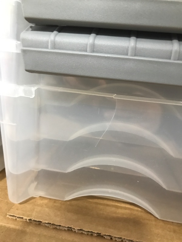 Photo 3 of Amazon Basics 5 Quart Stackable Plastic Storage Bins with Latching Lids- Clear/ Grey- Pack of 10 5 Qt. - 10 Pack