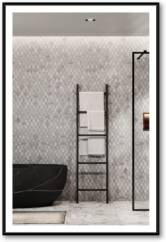 Photo 1 of 24X36 inch Framed LED Bathroom Mirror with Lights, Vanity Mirror Smart LED Mirror Dimmable Wall Mirrors with Anti-Fog 3 Buttons Horizontal & Vertical
