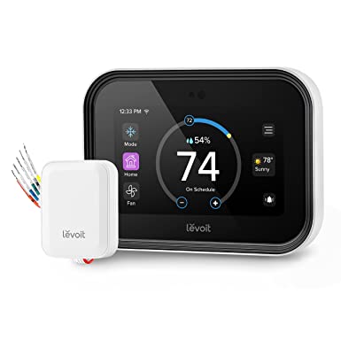 Photo 1 of LEVOIT Smart Thermostat for Home, WiFi Programmable Digital Thermostat, Works with Alexa and Smart Sensor, Energy Saving, Large Touch Screen, C-Wire Adapter Included, DIY Install, Aura 400S, White
