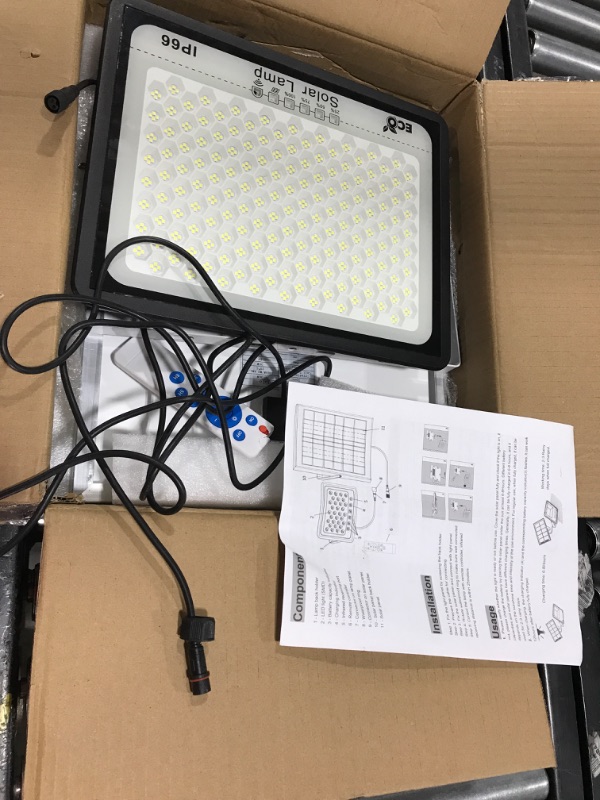 Photo 2 of 300W LED Solar Flood Lights, 24000 Lumens Street Flood Light Outdoor IP66 Waterproof with Remote Control Security Lighting for Parking Lot, Yard, Garden, Swimming Pool, Pathway