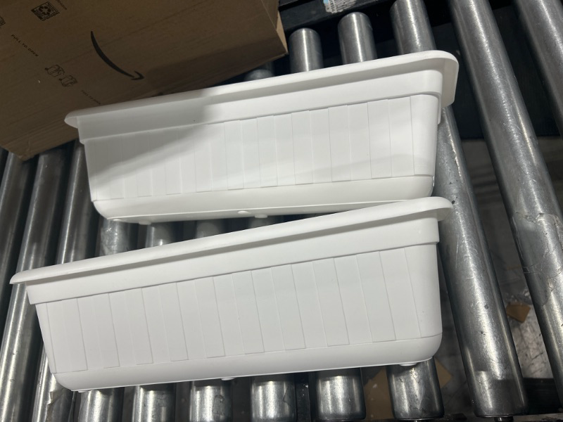 Photo 2 of 2 PIECE -WHITE- PLANTERS TRAY 
SIZE-18X6X5 INCHES 