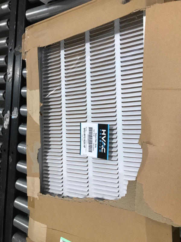 Photo 2 of 10" X 34" Steel Return Air Filter Grille for 1" Filter - Easy Plastic Tabs for Removable Face/Door - HVAC DUCT COVER - Flat Stamped Face -White [Outer Dimensions: 11.75w X 35.75h] White 10 X 34