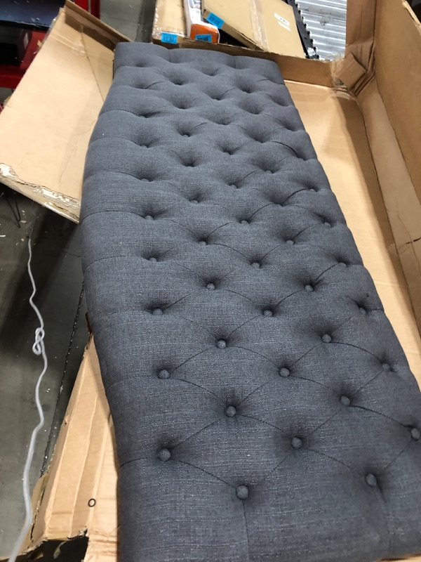 Photo 3 of 24KF Linen Upholstered Tufted Button Queen Headboard and Comfortable Fashional Padded Queen/Full Size headboard- Dark Gray