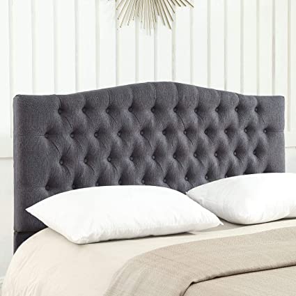 Photo 1 of 24KF Linen Upholstered Tufted Button Queen Headboard and Comfortable Fashional Padded Queen/Full Size headboard- Dark Gray