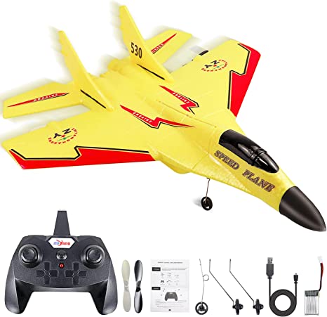 Photo 1 of 2 CH Rc Plane, Remote Control Airplanes, 2.4 Ghz RC Plane Ready to Fly, Easy to Fly RC Glider Aircraft, Jet Fighter Toys Gift for Beginner Adult Kids, Includes Battery, 6-axis Gyro, Cool Light
