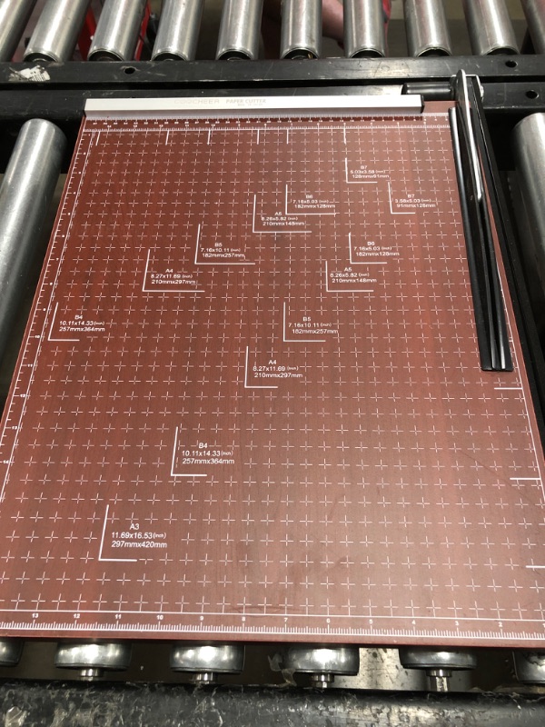 Photo 2 of Heavy Duty Guillotine Paper Cutter, A3 Large Paper Trimmer Blade Gridded Photo Guillotine Craft Machine, 18 inch Cut Length, 18.9" x 15.0" (Use for A2-A7) A3 Red