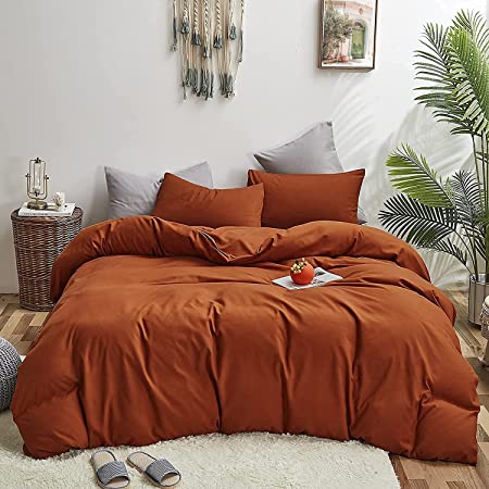 Photo 1 of  Orange Comforter Set Queen Rust Comforter Bedding Sets Full Size Terracotta Comforter Queen Caramel Solid Color Bed Comforter for Women Men Boys Girls Reddish Brown Comforter Queen Quilt