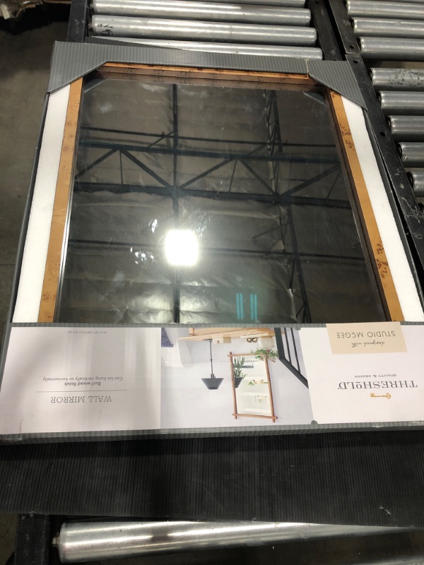Photo 1 of 24" X 30" Burl Wood Cross Corner Decorative Wall Mirror Natural - Threshold Designed with Studio McGee
