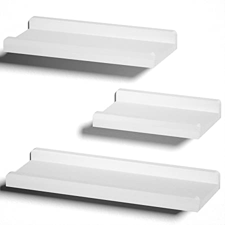 Photo 1 of Alsonerbay White Floating Shelves, Floating Shelves Wood for Wall Storage, Wall Shelf for Bedroom, Living Room, Bathroom, Kitchen, Office and More, Set of 3
