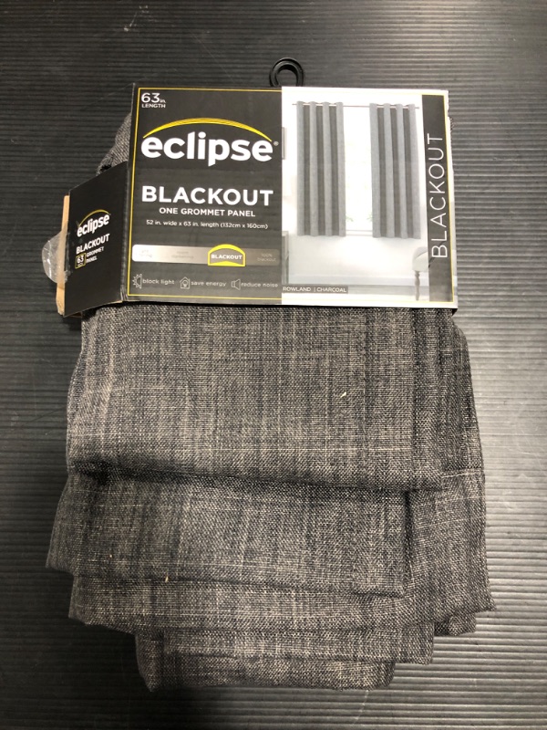 Photo 1 of 1pc Blackout Rowland Window Curtain Panel Charcoal - Eclipse