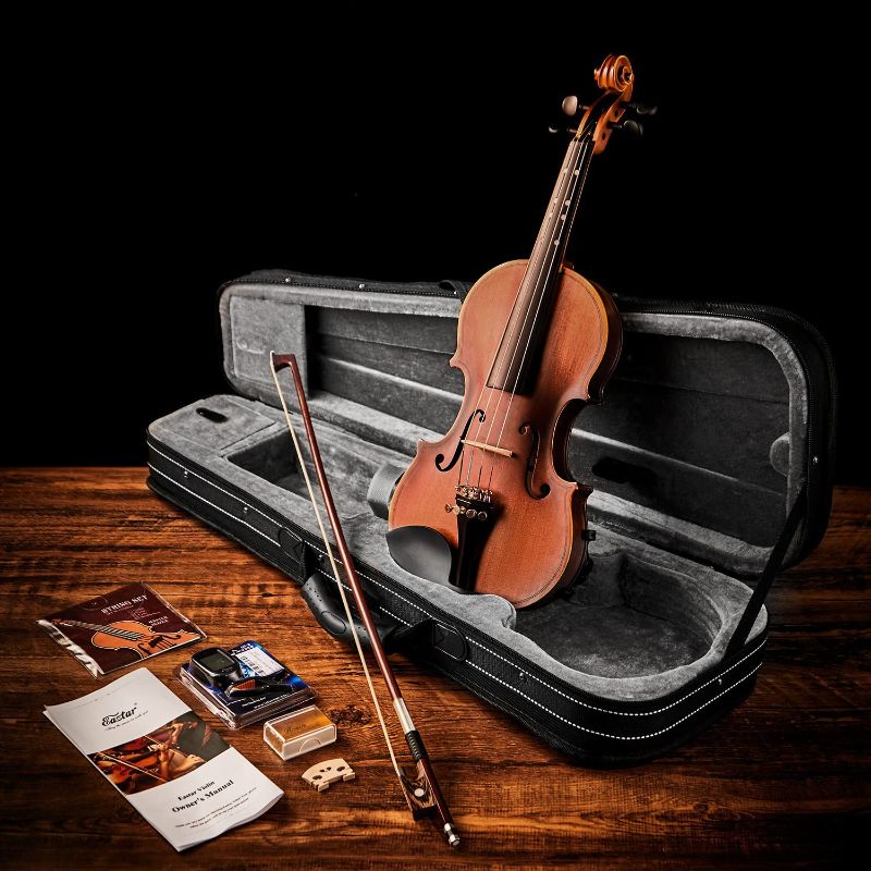 Photo 1 of Eastar 1/4 Size Violin Set Matte Fiddle for Beginners Adults with Hard Case, Rosin, Shoulder Rest, Bow, Tuner and Extra Strings (Imprinted Finger Guide on Fingerboard)?EVA-3