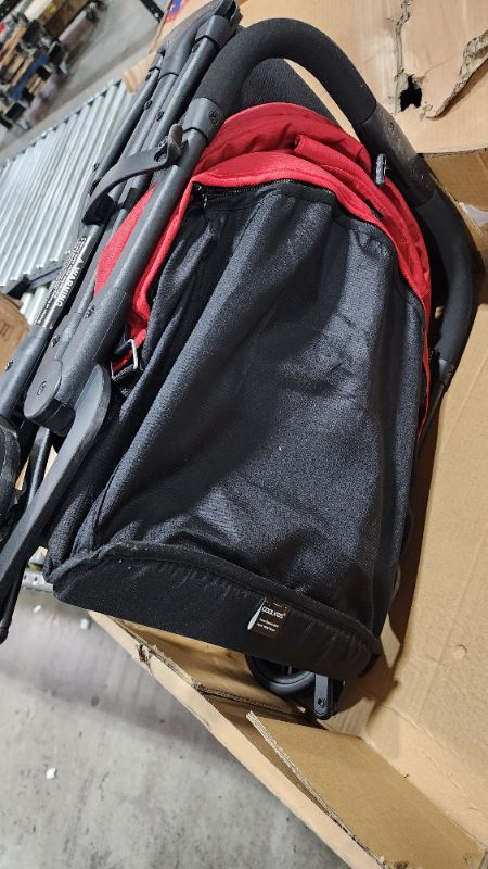 Photo 3 of Lightweight Travel Stroller - Compact Umbrella Stroller for Airplane, One-Hand Folding Baby Stroller, Newborn Infant Stroller w/Adjustable Backrest/Footrest/Canopy/T-Shaped Bumper (red)