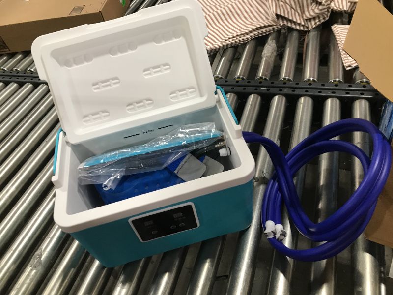 Photo 2 of Cold Therapy Machine — Cryotherapy Freeze Kit System — for Post-Surgery Care, ACL, MCL, Swelling, Sprains, and Other Injuries — Wearable, Adjustable Knee Pad — Cooler Pump with Digital Timer