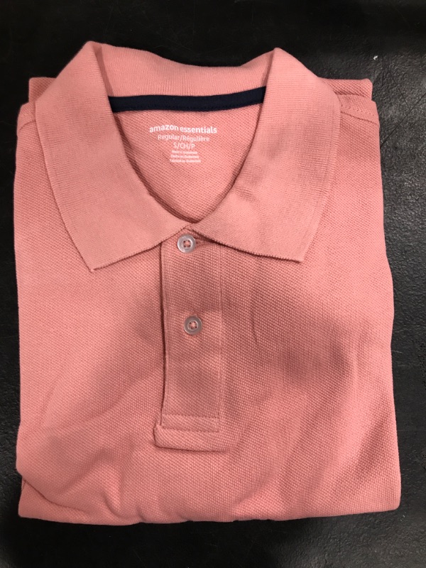 Photo 2 of Amazon Essentials Men's Regular-Fit Cotton Pique Polo Shirt (Available in Big & Tall), Pink, Small
