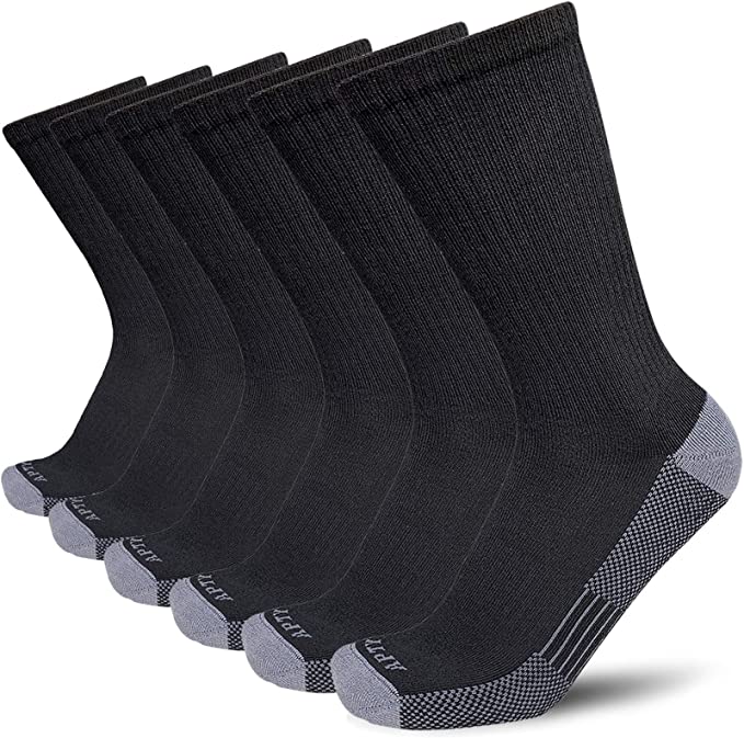 Photo 1 of APTYID Men's Moisture Control Cushioned Crew Work Boot Socks (6 Pairs)