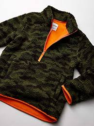 Photo 1 of Amazon Essentials Boys and Toddlers' Polar Fleece Full-Zip Mock Jacket - Size 3T - Camo/Orange