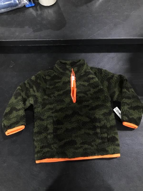 Photo 2 of Amazon Essentials Boys and Toddlers' Polar Fleece Full-Zip Mock Jacket - Size 3T - Camo/Orange