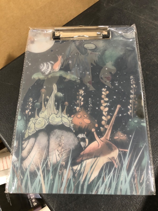 Photo 1 of MIBITRI Plastic Clipboard, A4 Letter Size, Cute Design, Clipboards for Women, Man and Kids, Low Profile Clip, Fashion Pattern Diesigh, Standard Size 12.2" x 8.9" (Glossy) Snail Glossy Snail