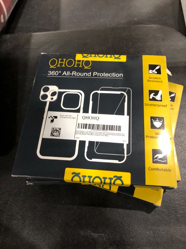 Photo 1 of QHOHQ [5 in 1 for iPhone 14 Pro Case, with 2X Screen Protector + 2X Camera Lens Protector, Soft Silicone Military Shockproof Slim Thin Phone Case 6.1 Inch?Black
