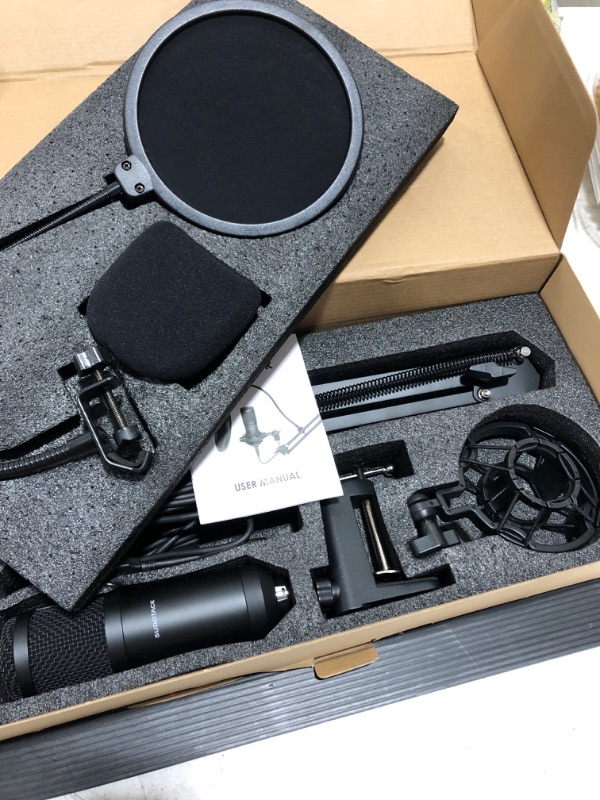 Photo 3 of SUDOTACK USB Streaming Podcast PC Microphone, Professional 192KHZ/24Bit Studio Cardioid Condenser Mic Kit with Sound Card Boom Arm Shock Mount Pop Filter, for Skype Youtuber Karaoke Gaming Recording 