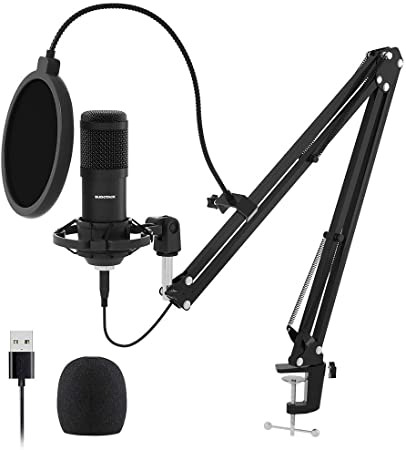 Photo 1 of SUDOTACK USB Streaming Podcast PC Microphone, Professional 192KHZ/24Bit Studio Cardioid Condenser Mic Kit with Sound Card Boom Arm Shock Mount Pop Filter, for Skype Youtuber Karaoke Gaming Recording 