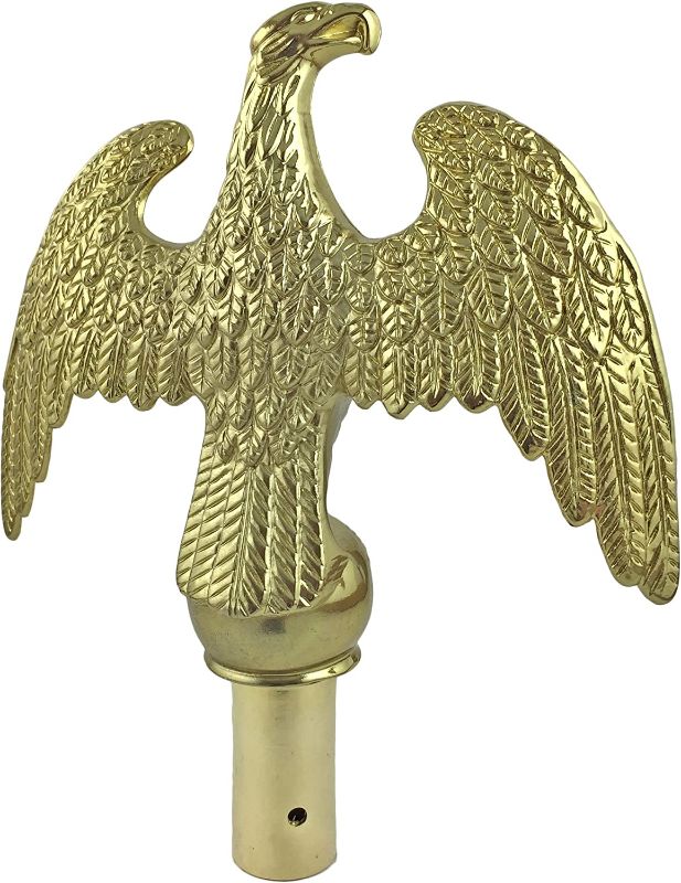 Photo 1 of Green Grove Products Metal Gold Flagpole Eagle top, Aluminum, Flag Pole Ornament, 7-inch Wingspan 