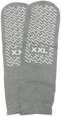 Photo 1 of XX-Large Slip-Stop Single Tread Slipper Socks - Grey (3 Pairs)