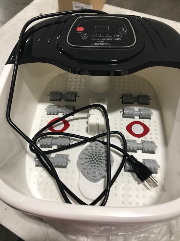 Photo 4 of Foot Spa Bath Massager with Heat, Epsom Salt,Bubbles, Vibration and Red Light,8 Massage Roller Pedicure Foot Spa Tub for Stress Relief,Foot Soaker with Acupressure Massage Points&Temperature Control