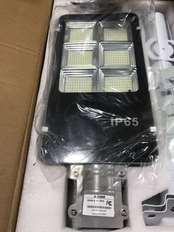 Photo 1 of A-ZONE 600W Solar Street Lights Outdoor, 50000LM High Brightness Dusk to Dawn LED Lamp, Street Solar Lights, with Remote Control, IP65 Waterproof for Parking Lot, Yard, Garden, Patio, Stadium 600W for Large Areas(Stadium etc.)