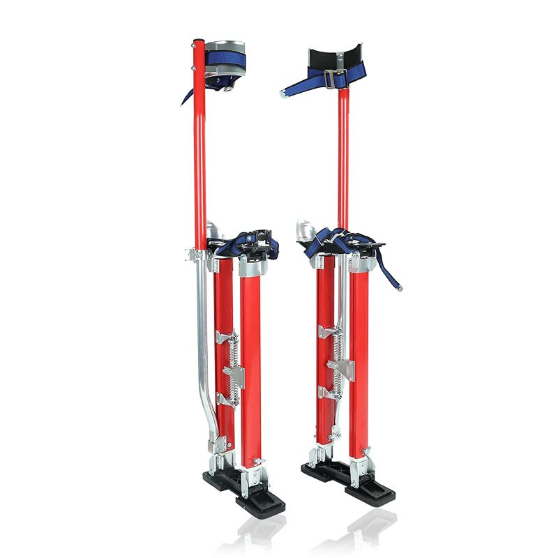 Photo 1 of 24 inch - 40 inch Professional Grade Adjustable Drywall Stilts Taping Paint Stilt Aluminum Tool Stilt for Painting Painter Taping Red 