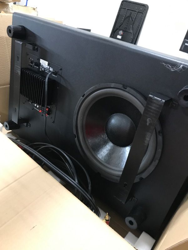 Photo 2 of Monoprice - 135847 Ssw-12 Powered Slim Subwoofer - 30 Inch - Black with Ported Design, 150 Watts, Lowprofile Includes On-Wall Mounting Brackets
