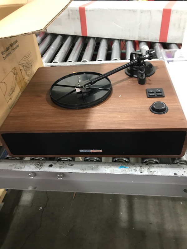 Photo 2 of  Turntable with Built-in Speakers, Vinyl Record Player with Magnetic Cartridge, Bluetooth Playback and Aux-in Functionality, Auto Off