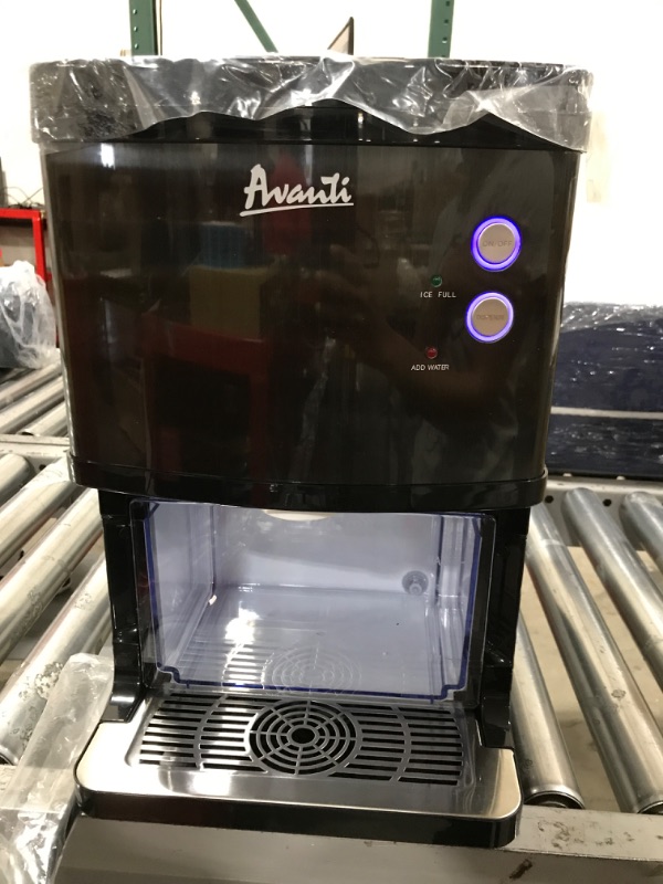 Photo 2 of Avanti Elite Series Countertop Nugget Ice Maker and Dispenser, 33 lbs, in Black Stainless Steel (NIMD3314BS-IS)