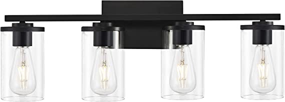 Photo 1 of 4-Light Vanity Light Fixtures, Industrial Bathroom Vanity Lighting in Matte Black for Bathroom Lighting (Black, 4-Light)