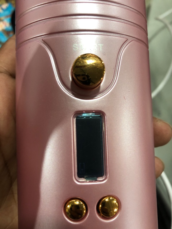 Photo 1 of Automatic Hair Curler, Portable Cordless Curling Iron, Rechargeable Rotating Ceramic Barrel Wireless Hair Curler, Hair Curler Wand with Timer and Temperature Pink
